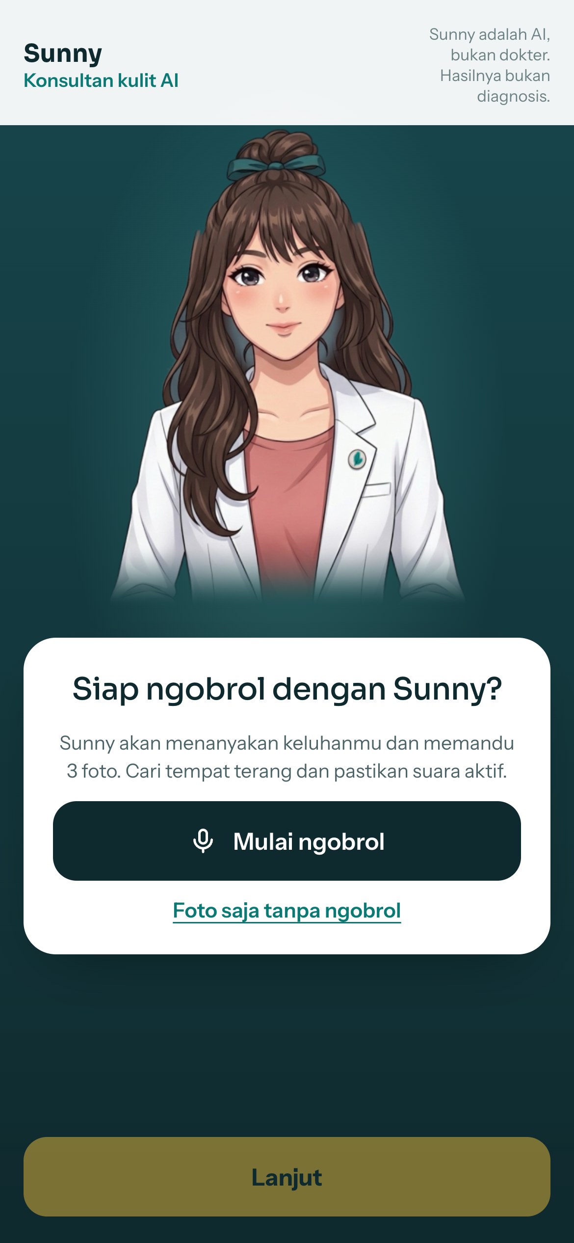 Sunny di layar, siap ngobrol
